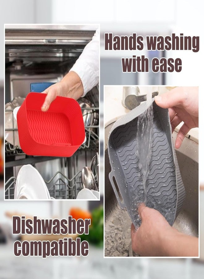 PureBake بطانة سيليكون من بيوربيك لقلاية الهواء - قابلة لإعادة الاستخدام، غير لاصقة، مستطيلة الشكل 20×12 سم، مناسبة لقلاية الهواء والفرن والميكروويف - آمنة للغسل في غسالة الصحون، مزودة بمقابض لسهولة إخراج الطعام - قطعة واحدة، لون رمادي - Image 3